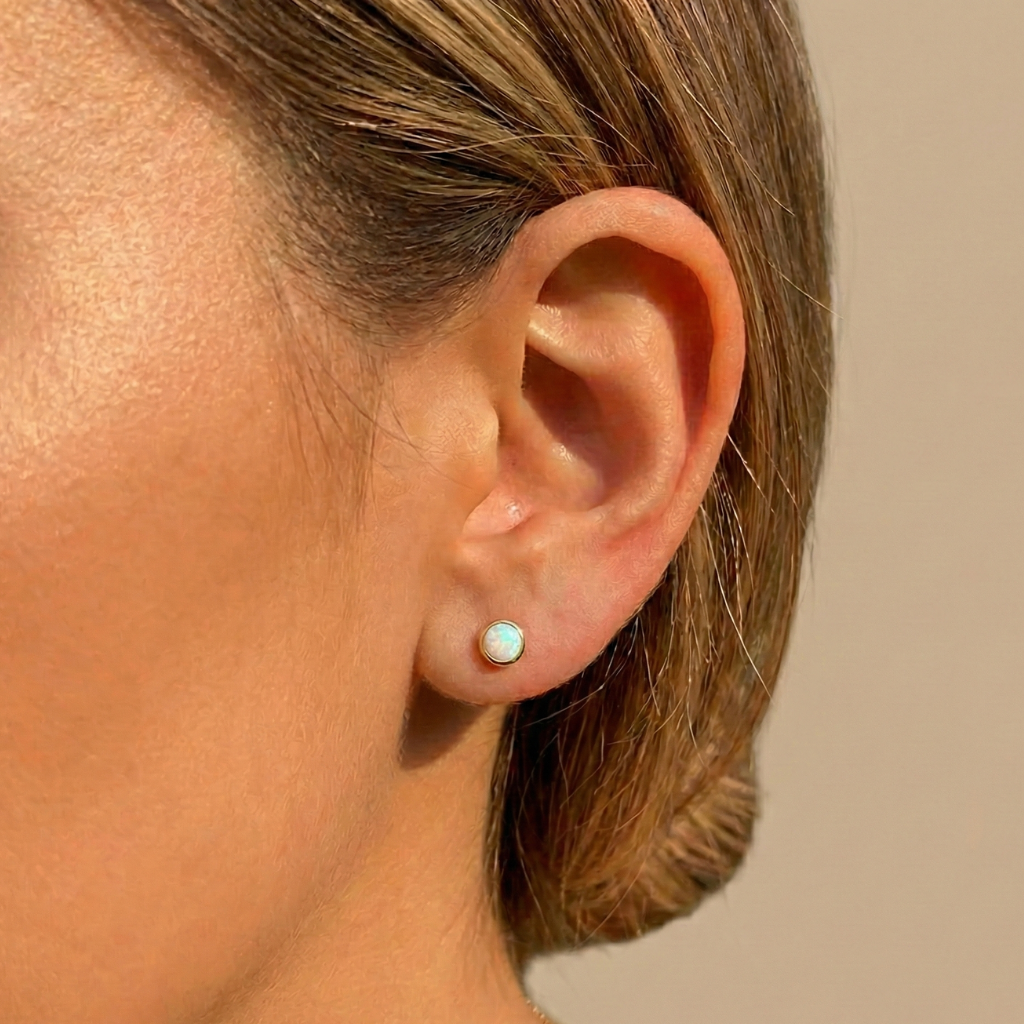 Opal-Ohrstecker (5,5 mm) – 925 Silber vergoldet