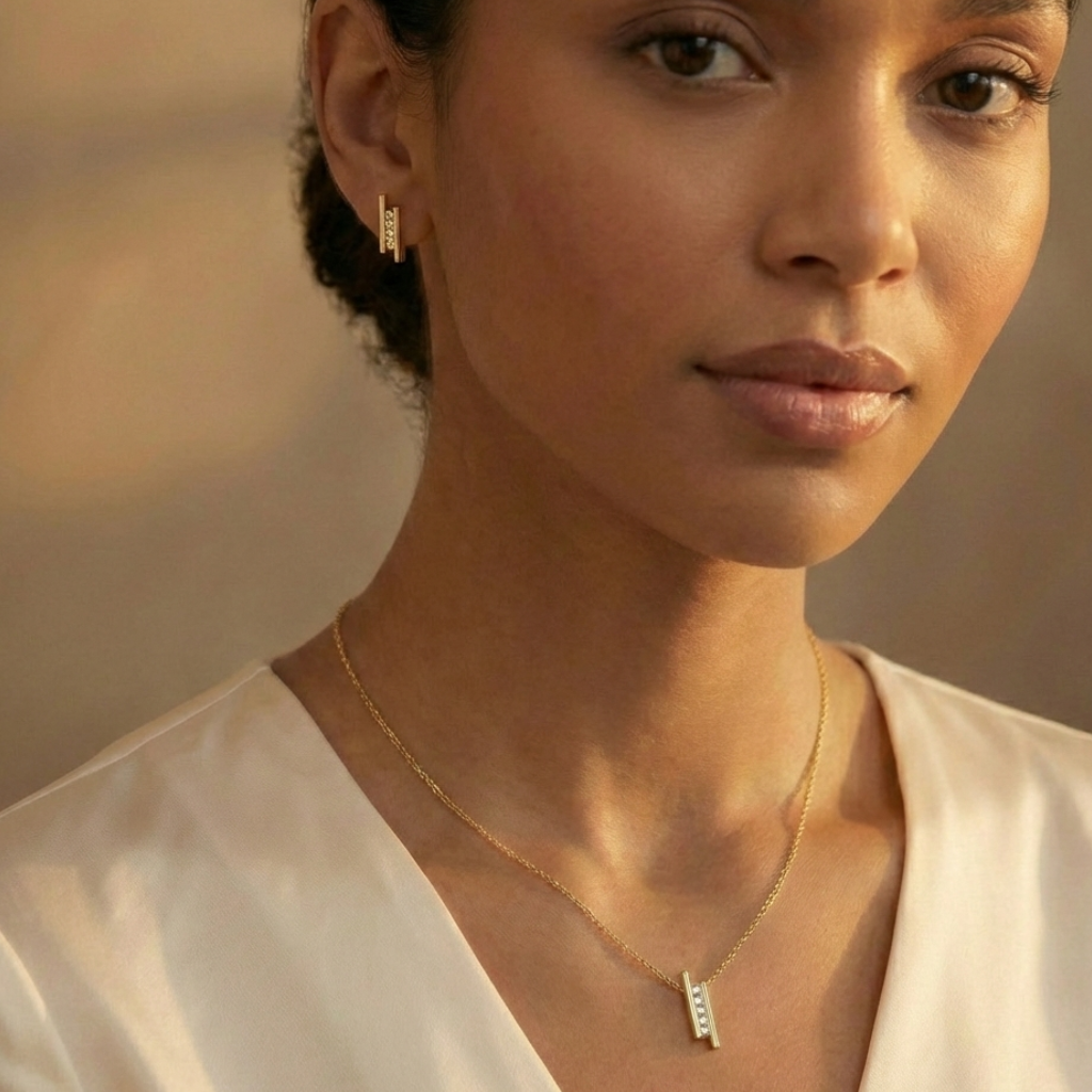 Set Anhänger/Kette und Ohrstecker 925/- Sterling Silber vergoldet Zirkonia