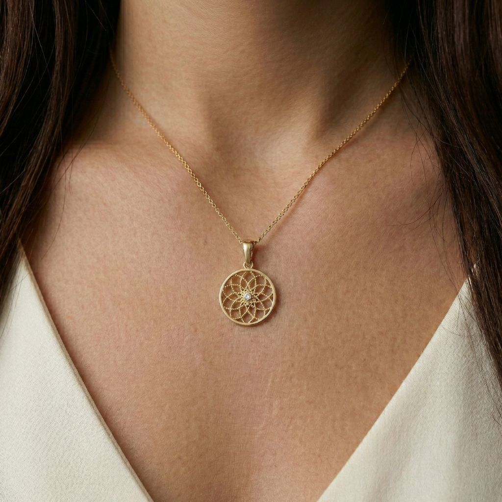 Blüten-Anhänger – 375 Gold · Zirkonia (13 mm)