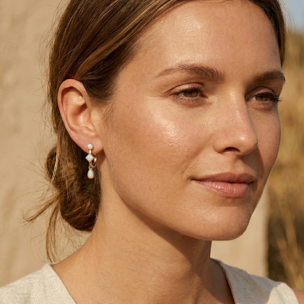Creolen – 925 Silber vergoldet · Opal (22 mm)