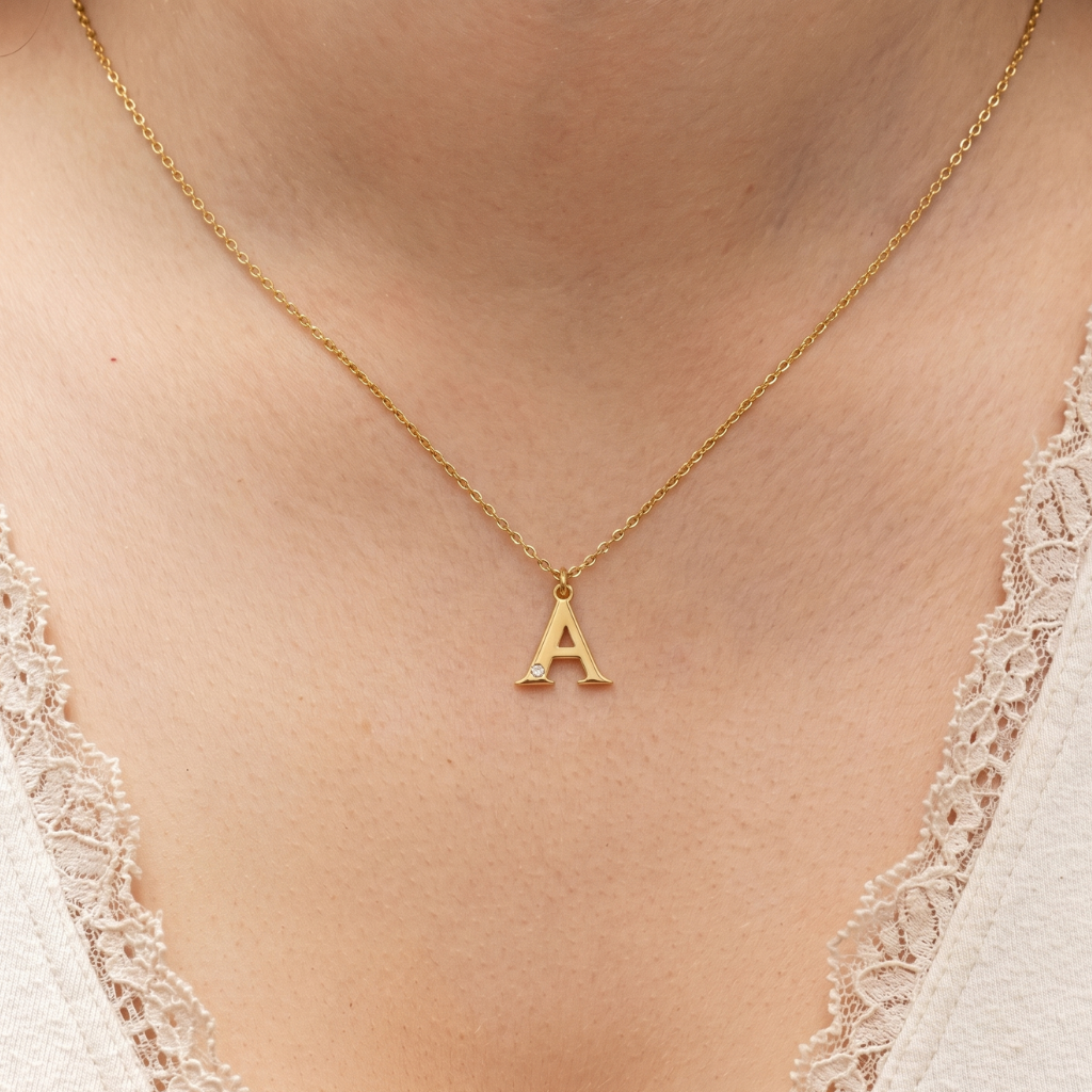 Personalisierte Buchstabenkette mit Diamant – 925 Silber