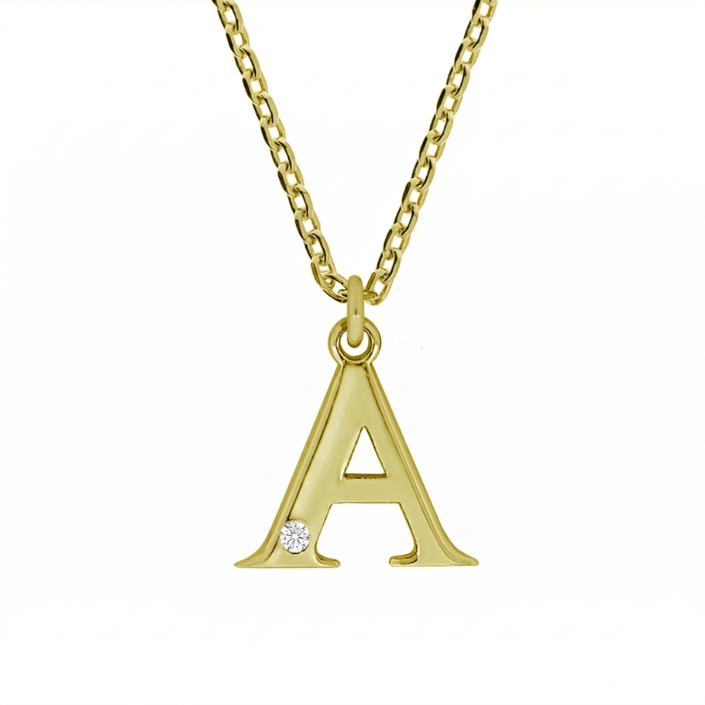 Personalisierte Buchstabenkette mit Diamant – 925 Silber