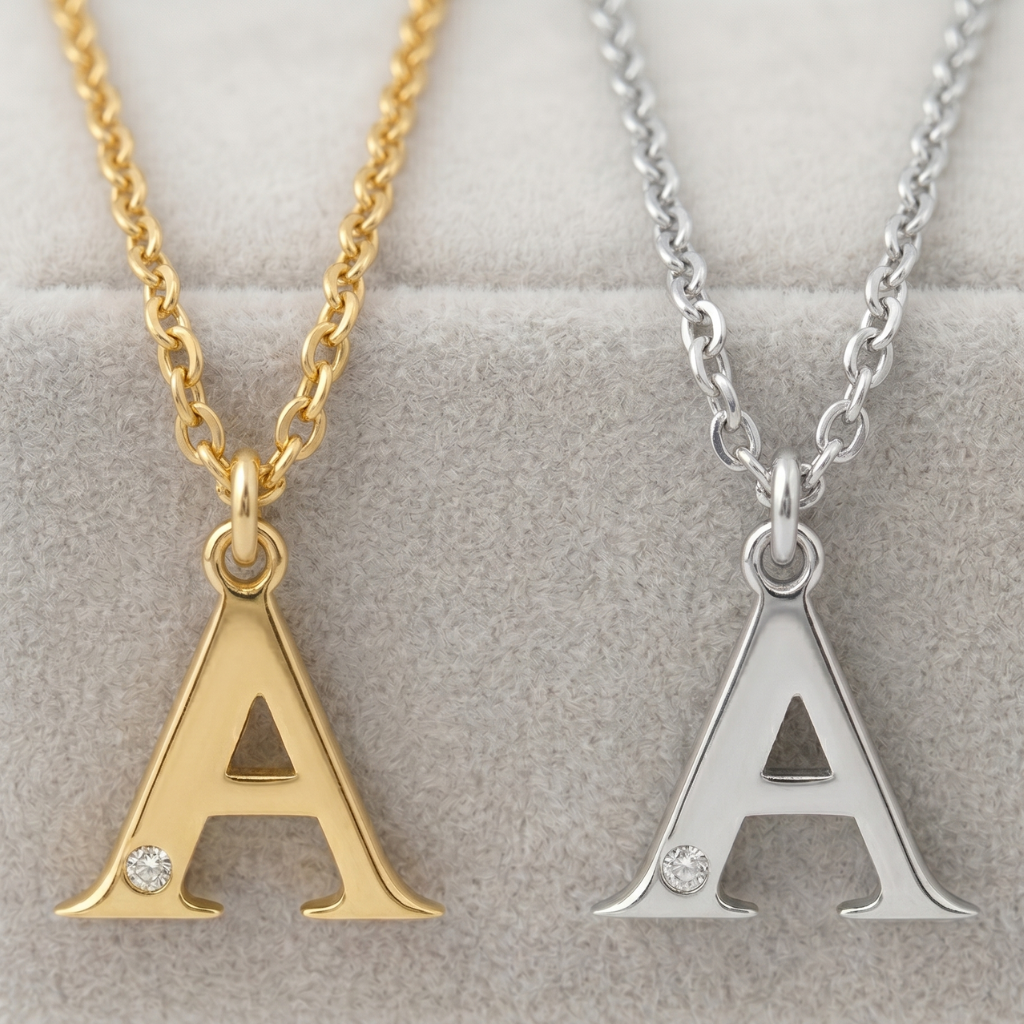 Personalisierte Buchstabenkette mit Diamant – 925 Silber