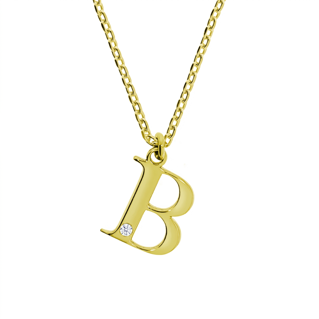 Personalisierte Buchstabenkette mit Diamant – 925 Silber