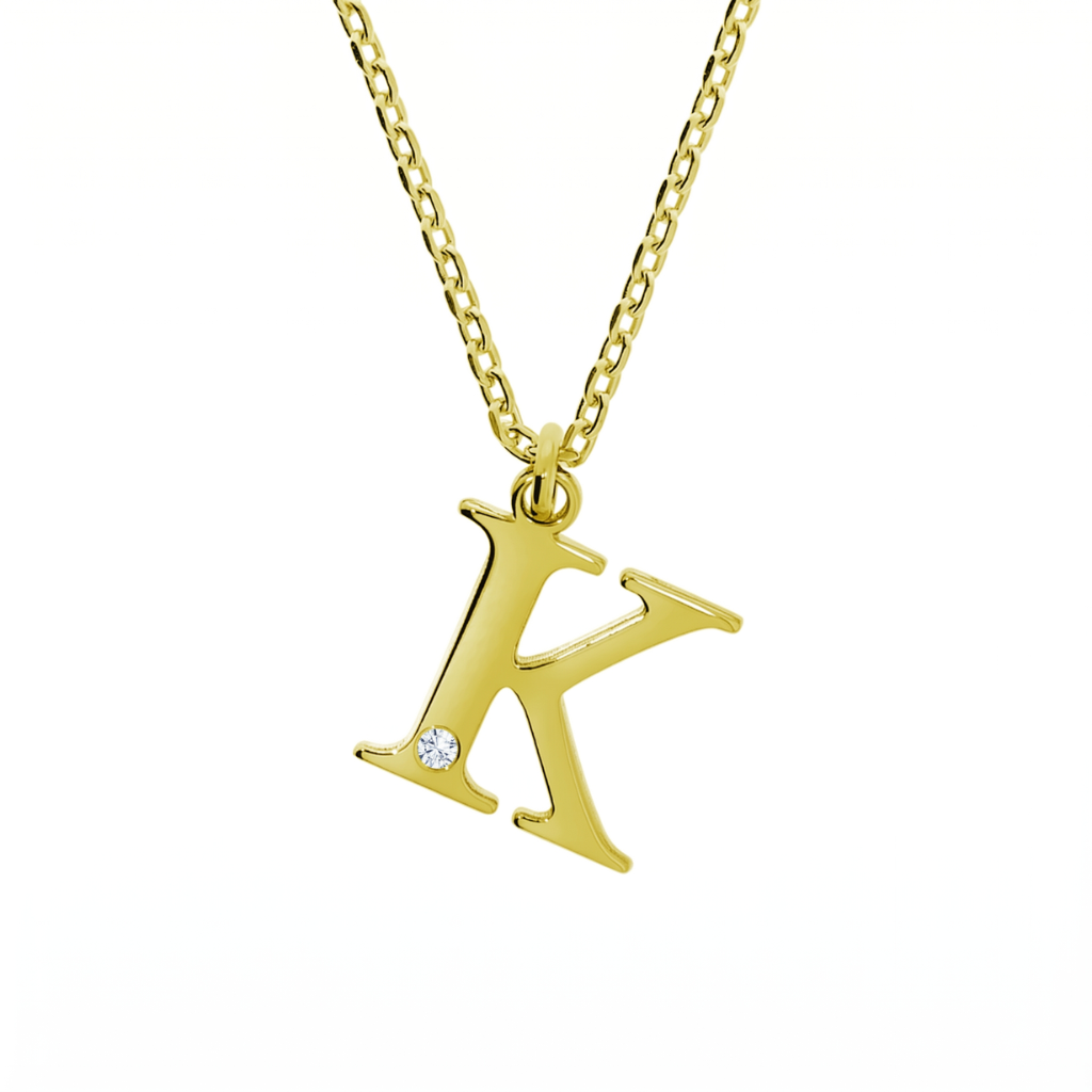 Personalisierte Buchstabenkette mit Diamant – 925 Silber