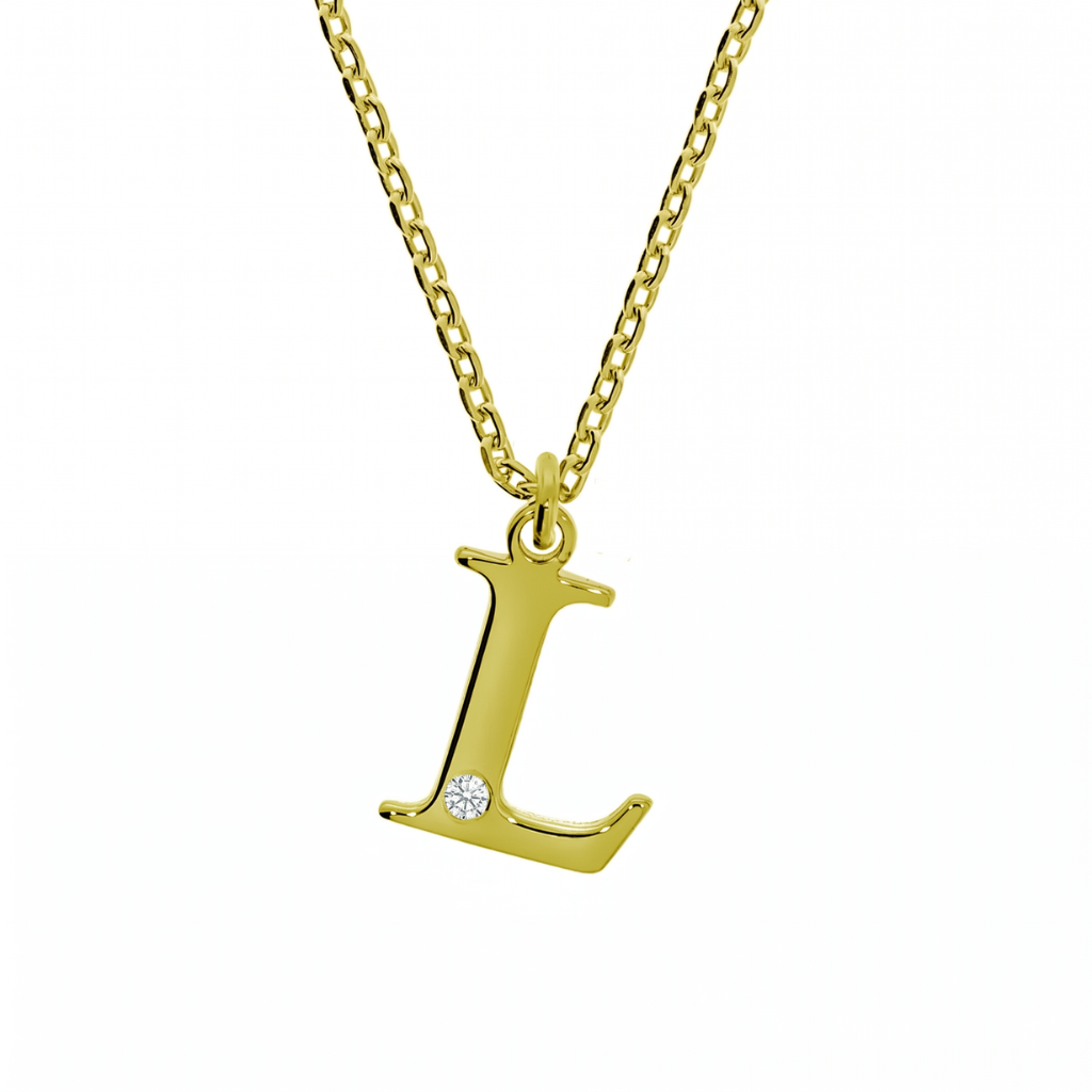 Personalisierte Buchstabenkette mit Diamant – 925 Silber