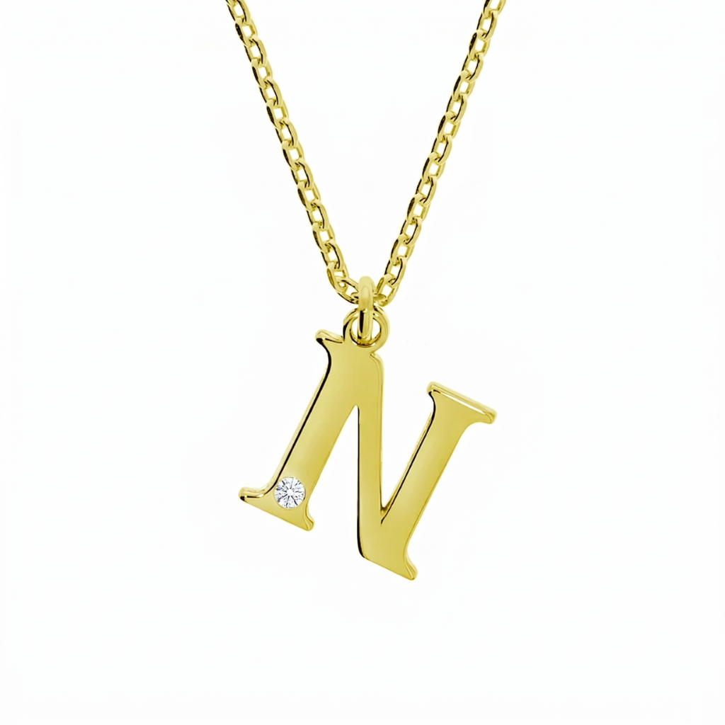 Personalisierte Buchstabenkette mit Diamant – 925 Silber