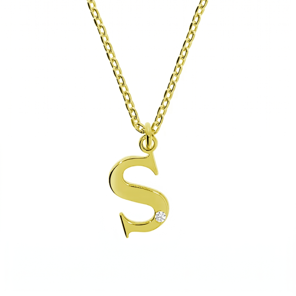 Personalisierte Buchstabenkette mit Diamant – 925 Silber