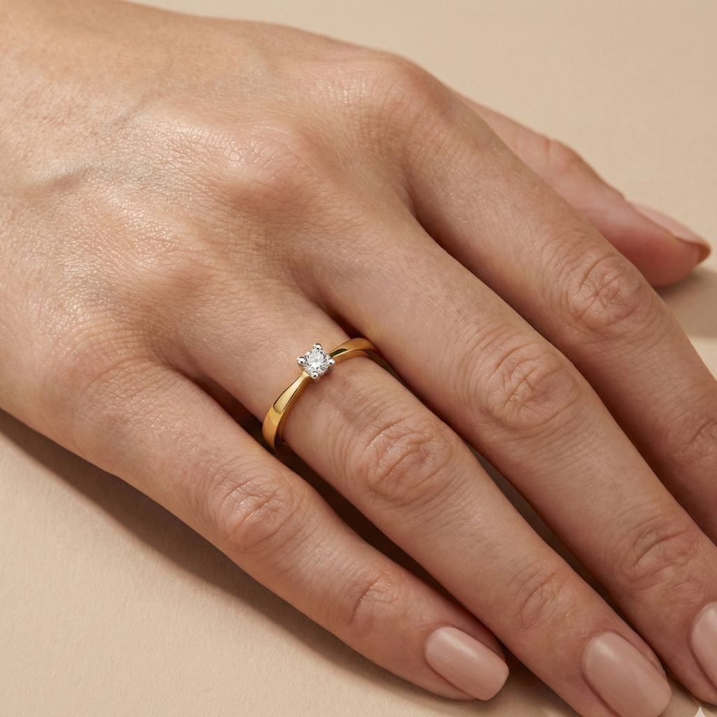 Ring 375/- Gold Brillant 0,10ct.