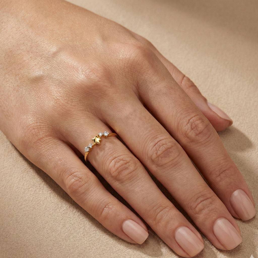 Ring 375/- Gold rhodiniert Zirkonia