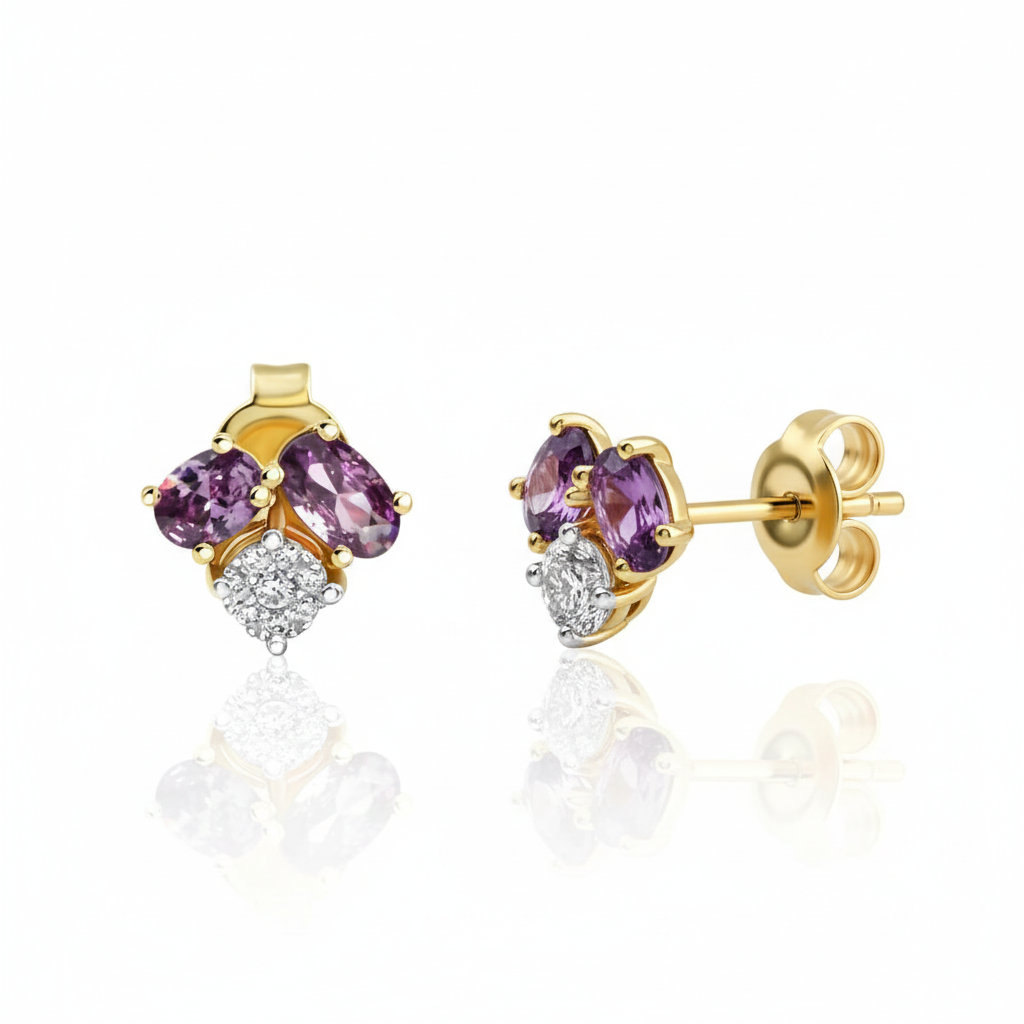 Ohrringe 375/- Gold Rhodiniert Amethyst