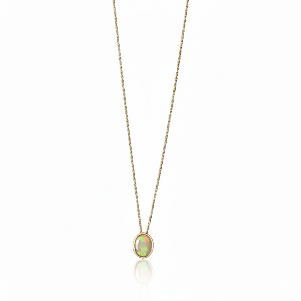Anhänger mit Kette Ankerkette 585/- Gold Opal