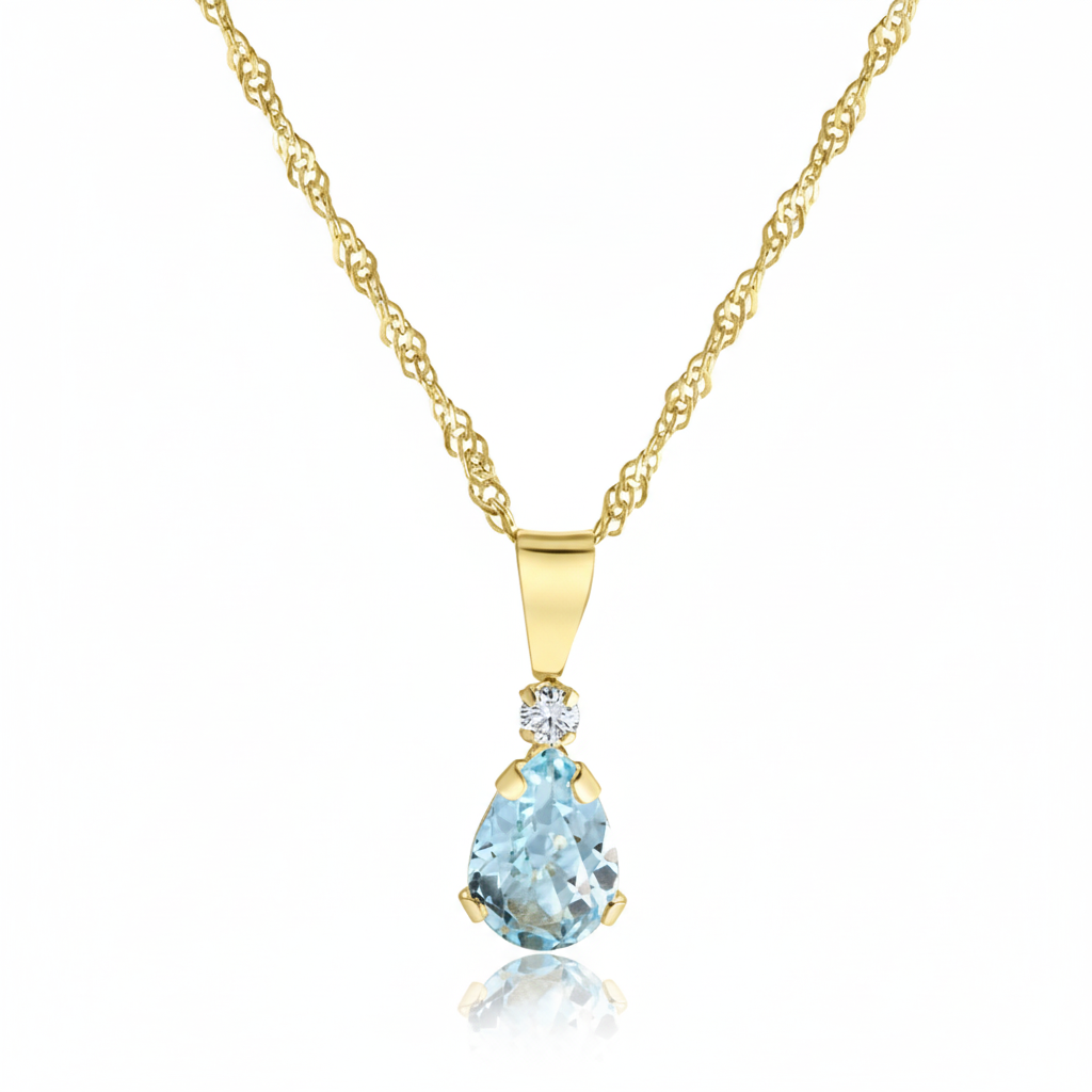 Singapurkette 375/- Gold Blautopas