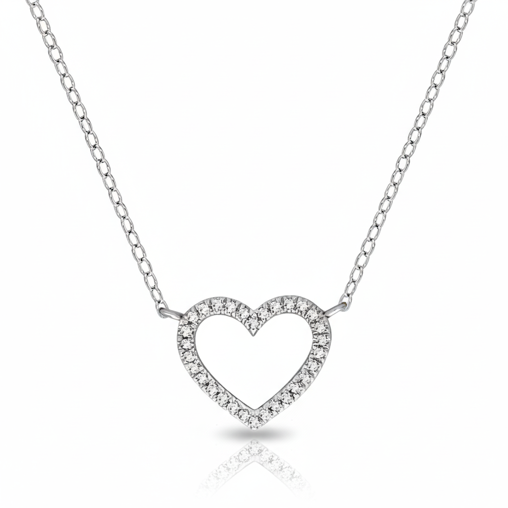 Herz Weißgold Ankerkette 585/- Gold Diamant 0,055ct