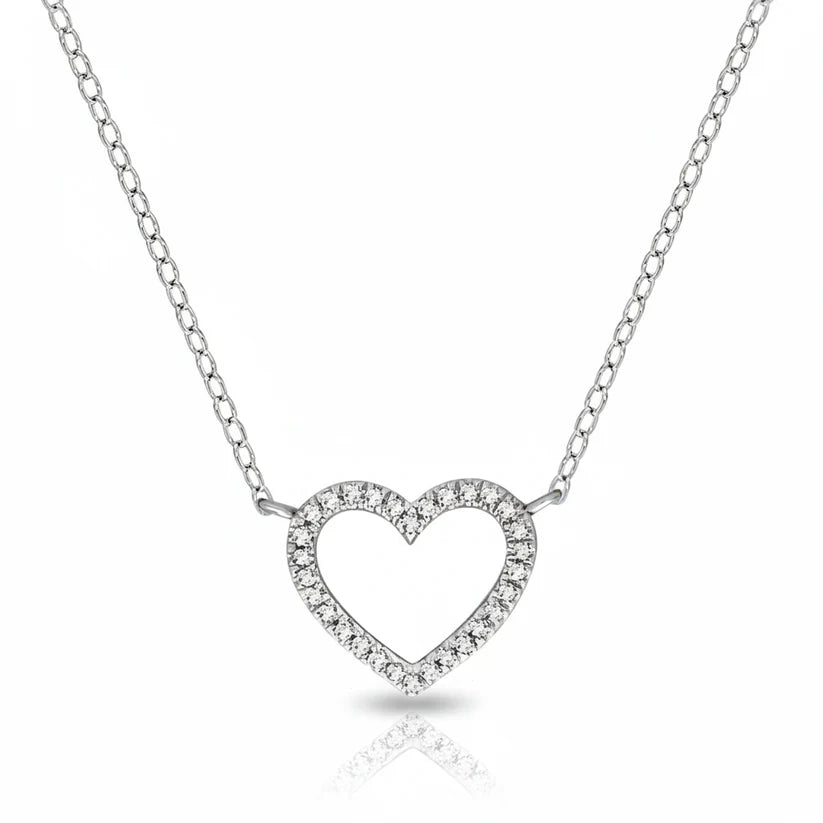 Herz Weißgold Ankerkette 375/- Gold Diamant 0,055ct