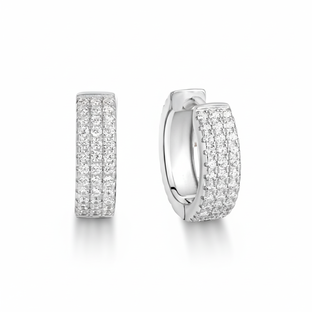 Klappcreolen 925/- Sterling Silber Zirkonia