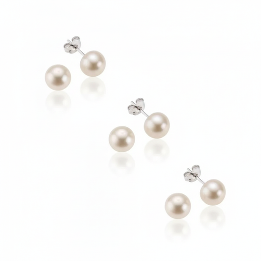 Ohrstecker 3er-Set 925/- Sterling Silber Süßwasserzuchtperle