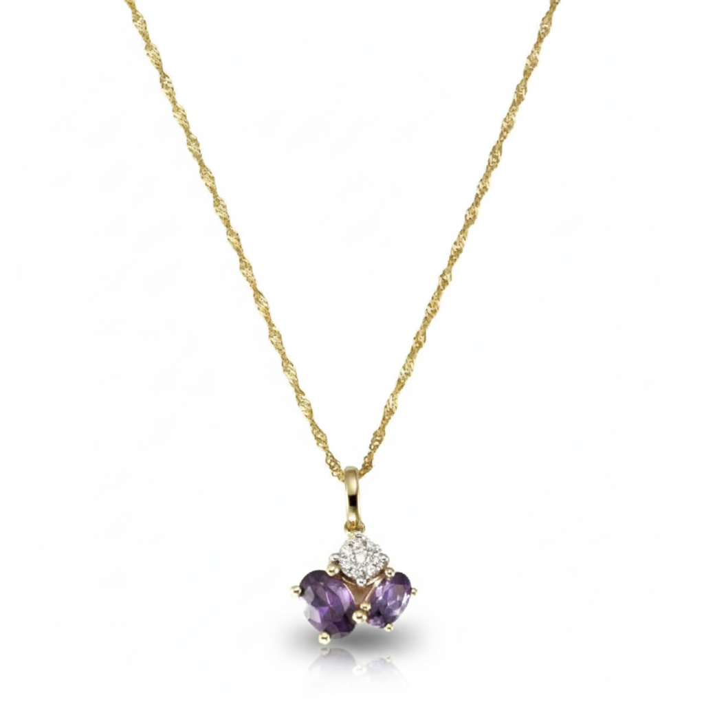 Singapurkette 375/- Gold Amethyst