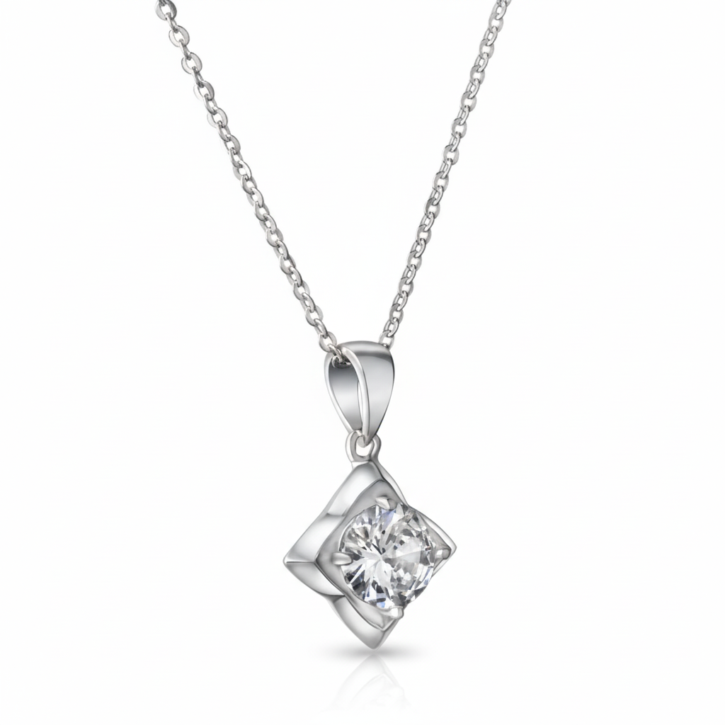 Anhänger mit Kette Panzerkette 925/- Sterling Silber Zirkonia