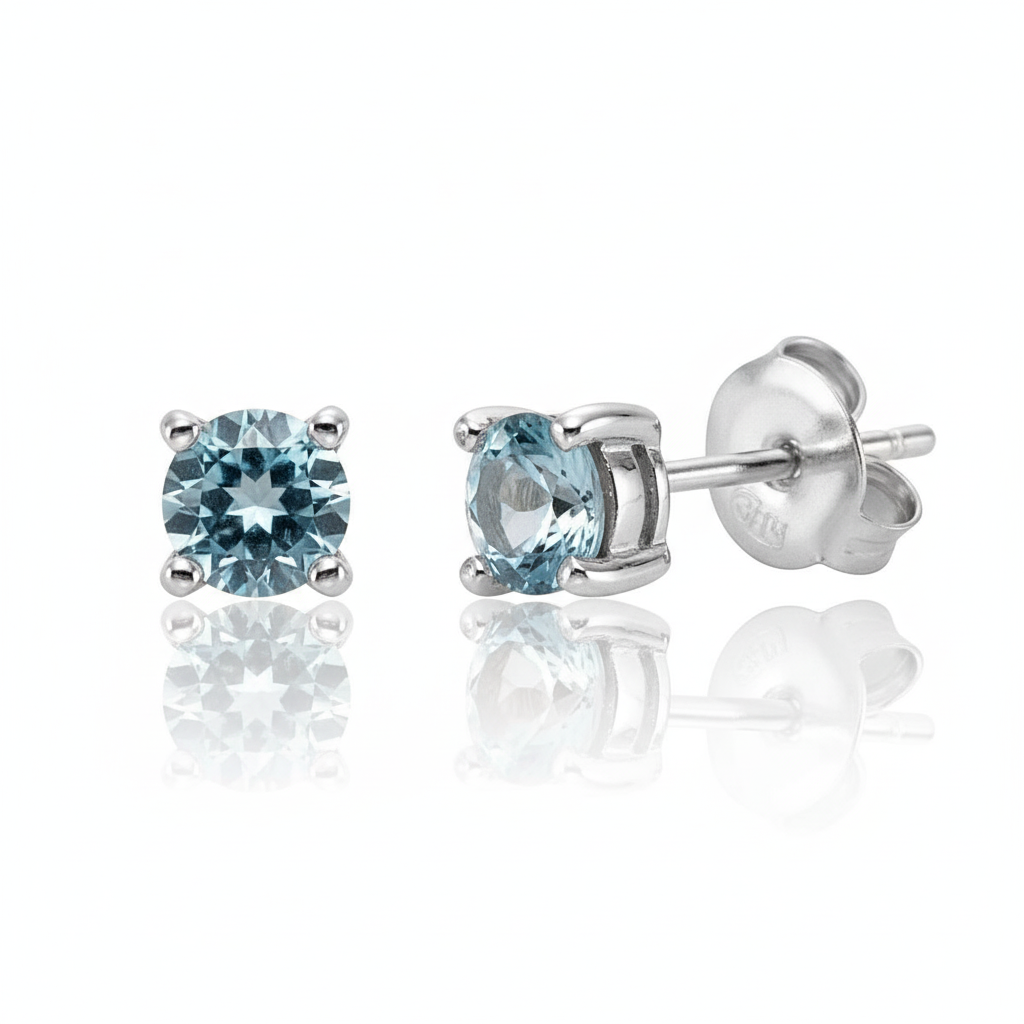 Ohrringe 925/- Sterling Silber rhodiniert Blautopas