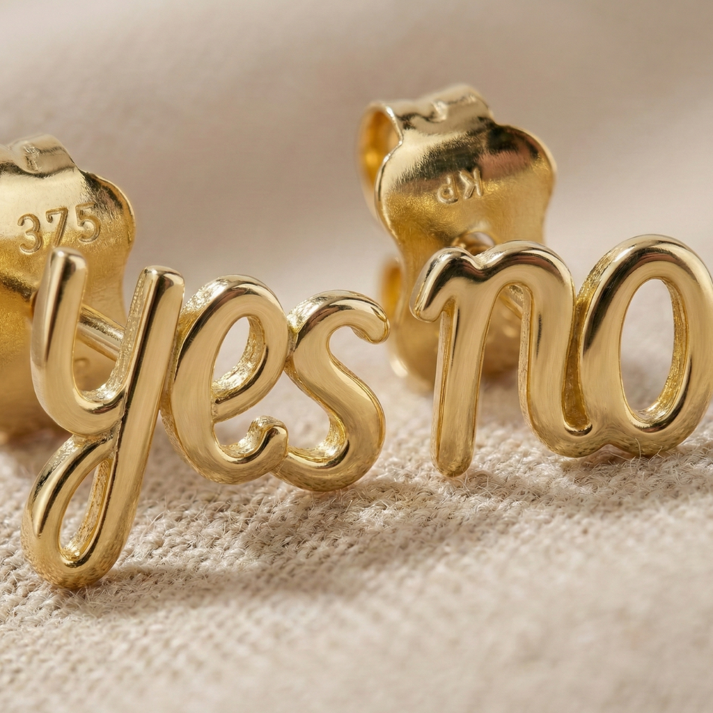 Ohrstecker „No/Yes“ – 375 Gold