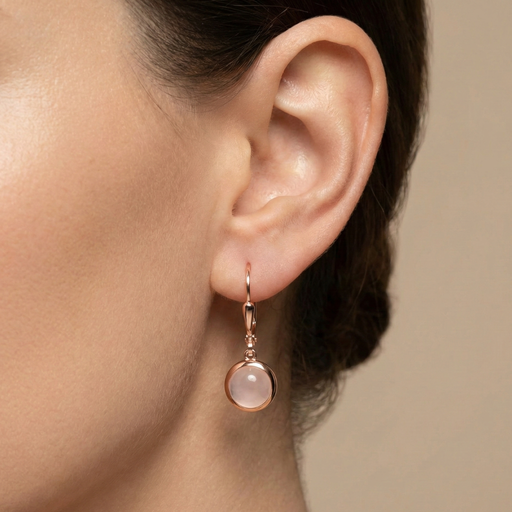 Ohrringe 925/- Sterling Silber rotvergoldet Rosenquarz