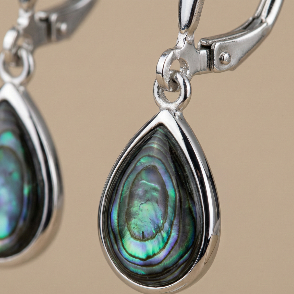 Ohrhänger – 925 Silber rhodiniert · Abalone (27 mm)