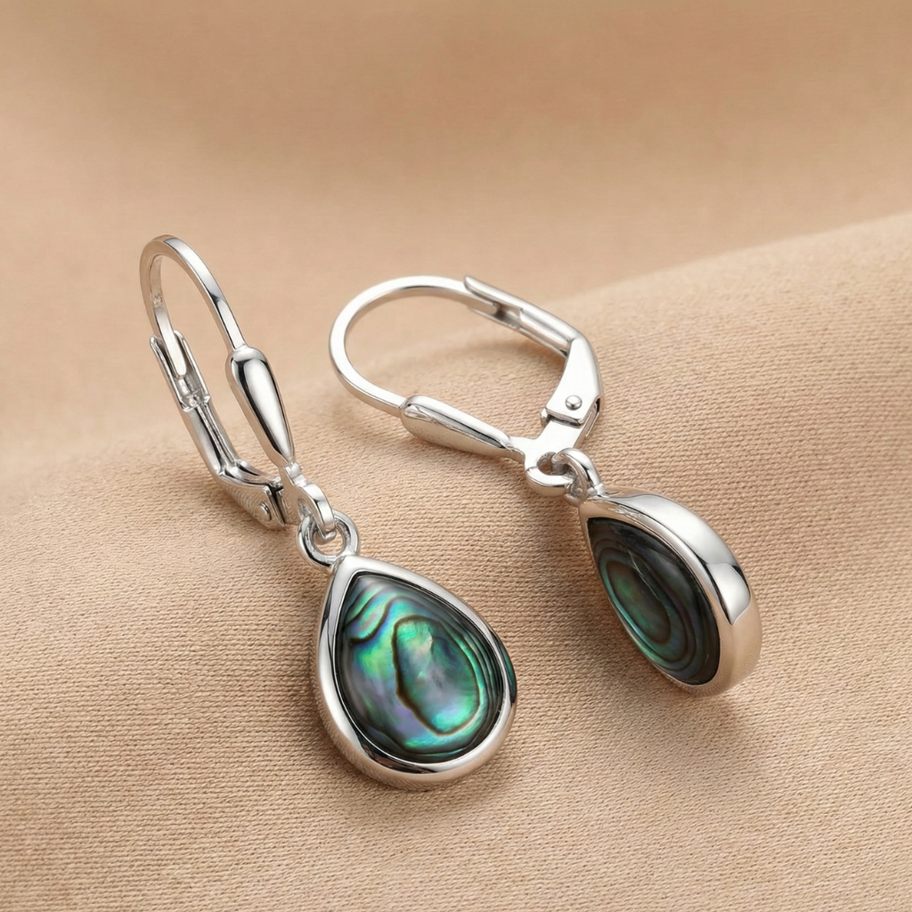 Ohrhänger – 925 Silber rhodiniert · Abalone (27 mm)