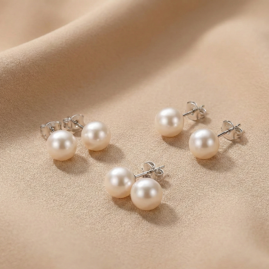 Ohrstecker 3er-Set 925/- Sterling Silber Süßwasserzuchtperle