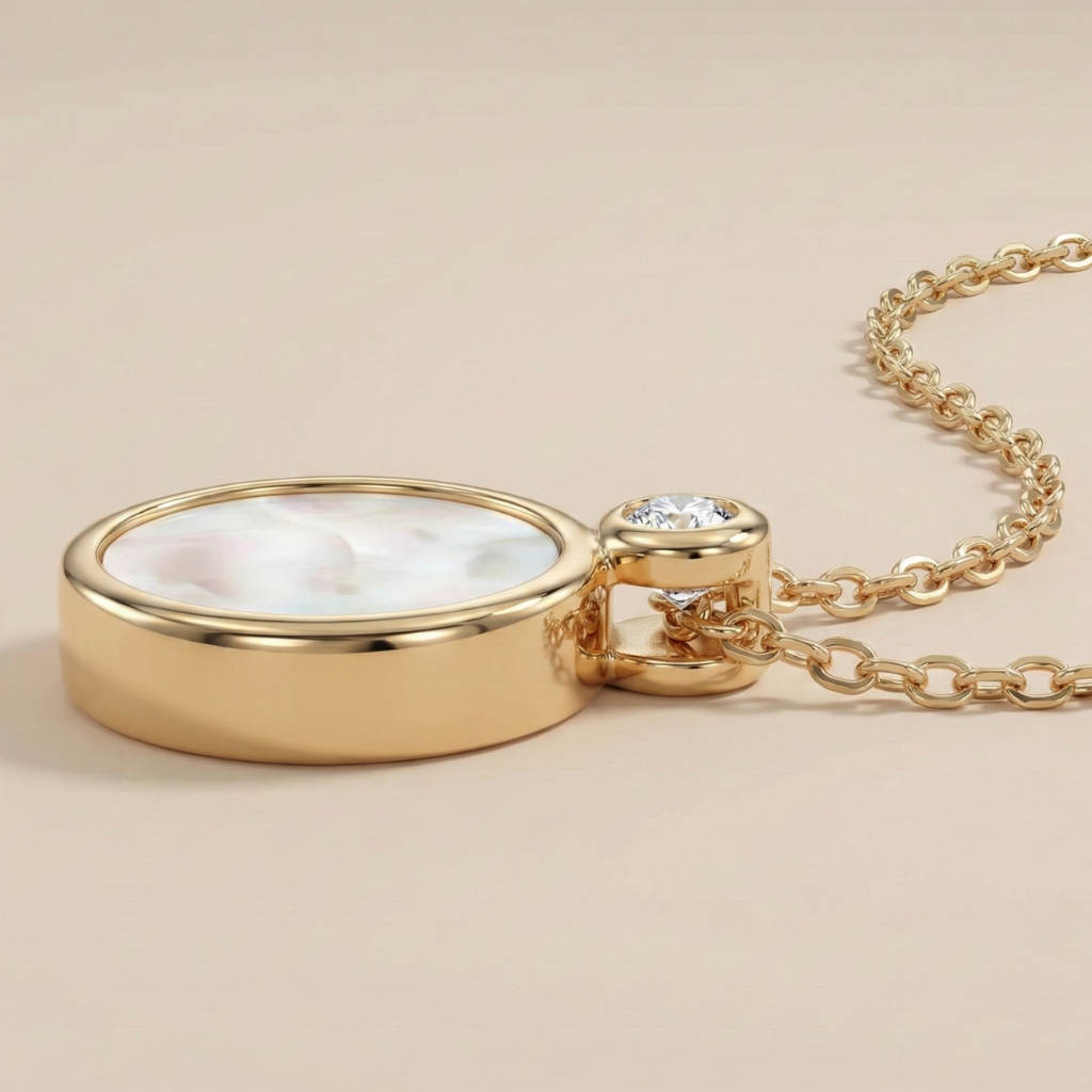 Collier 925/- Sterling Silber vergoldet Perlmutt