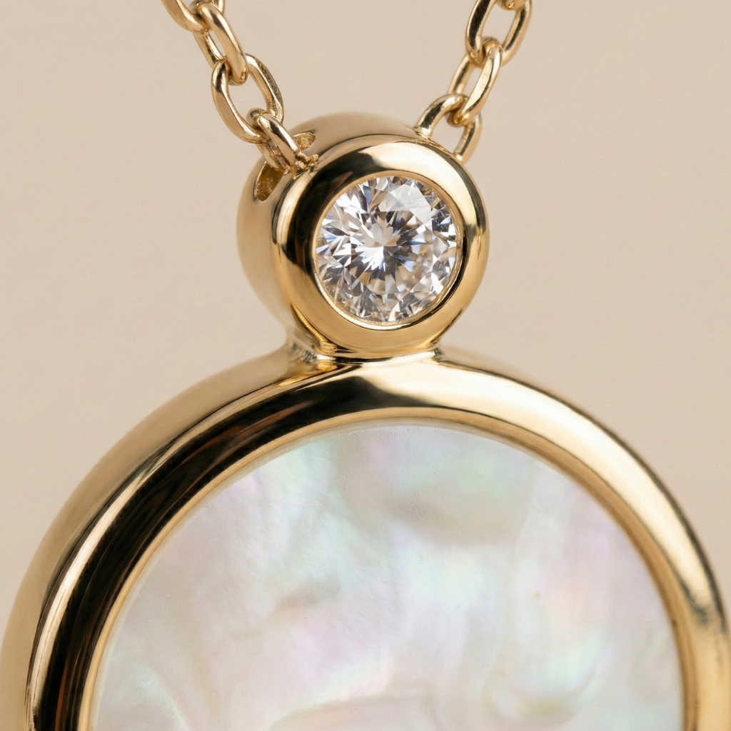 Collier 925/- Sterling Silber vergoldet Perlmutt