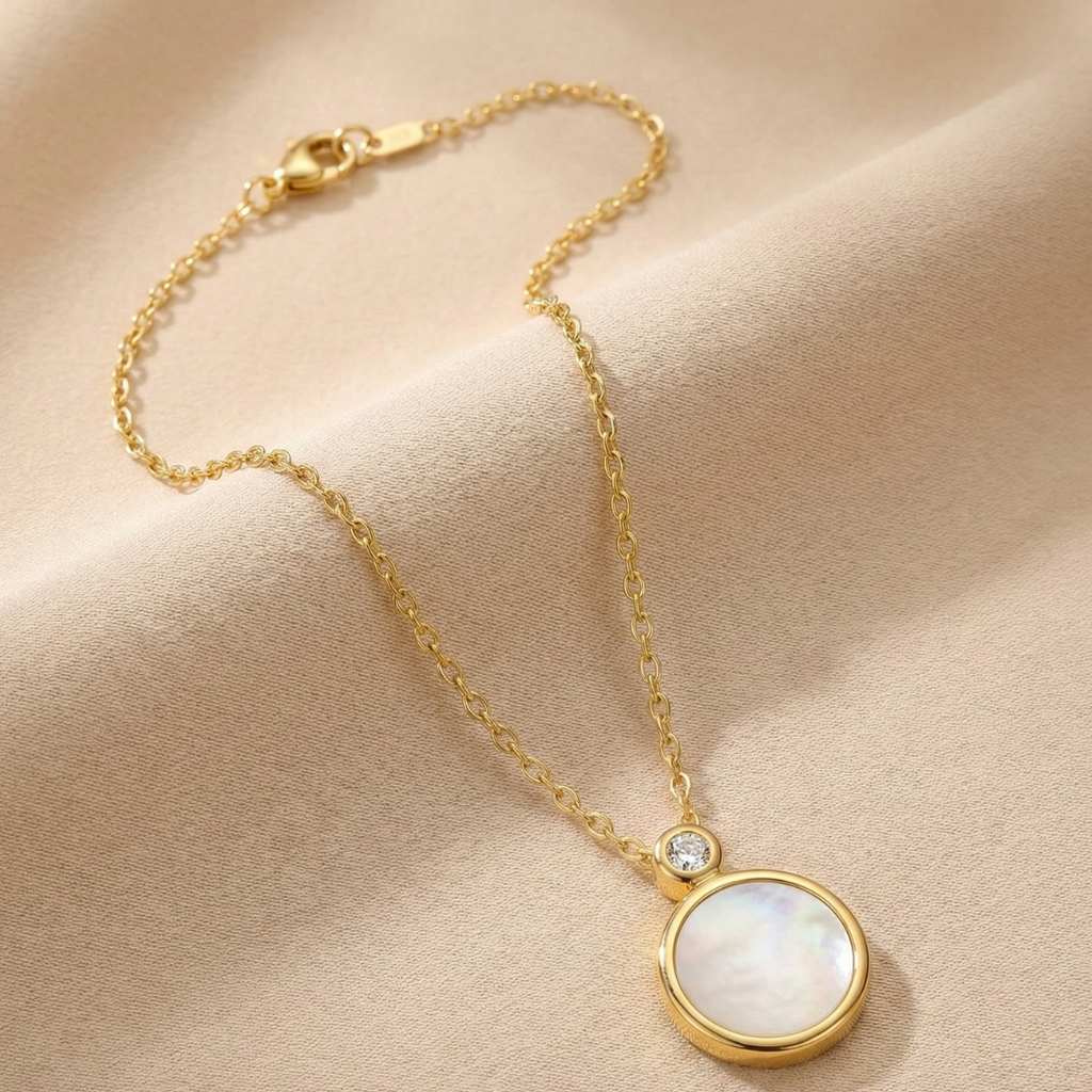 Collier 925/- Sterling Silber vergoldet Perlmutt