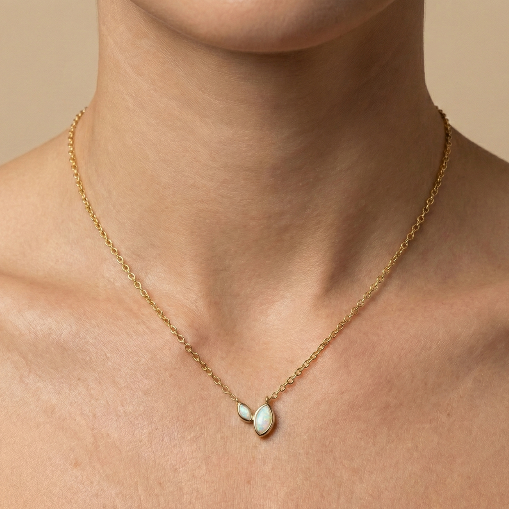 Ankerkette 925/- Sterling Silber vergoldet Opal