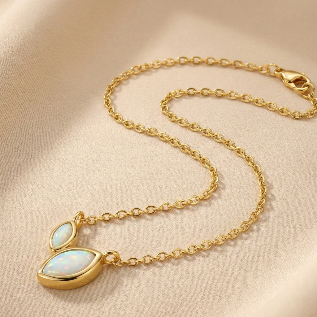 Ankerkette 925/- Sterling Silber vergoldet Opal