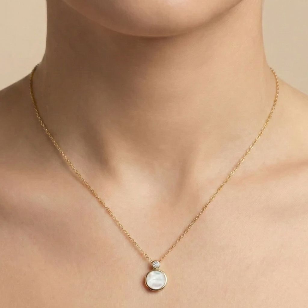 Collier 925/- Sterling Silber vergoldet Perlmutt