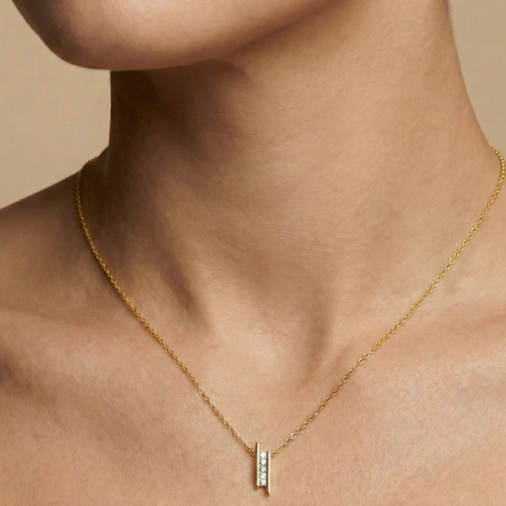 Set Anhänger/Kette und Ohrstecker 925/- Sterling Silber vergoldet Zirkonia