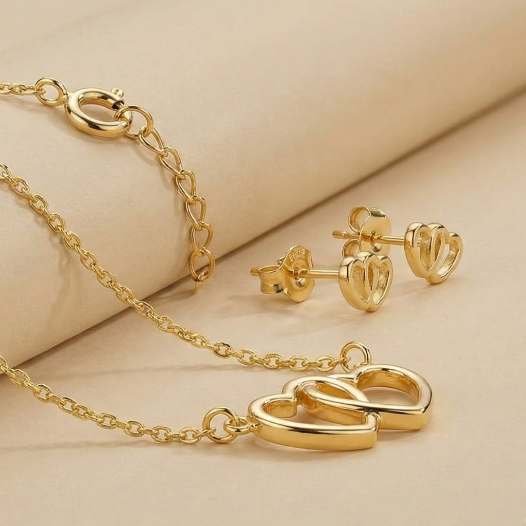 Set Anhänger/Kette und Ohrstecker 925/- Sterling Silber vergoldet