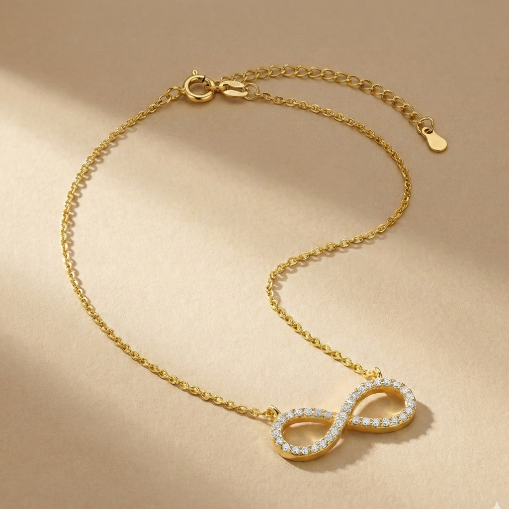 Ankerkette 925/- Sterling Silber Vergoldet Zirkonia