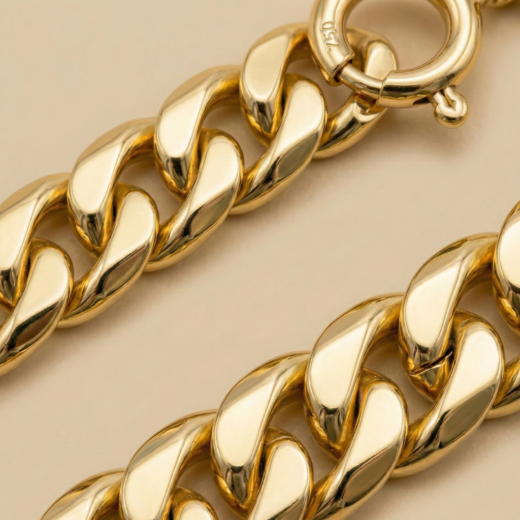 Flachpanzerkette 750/- Gold