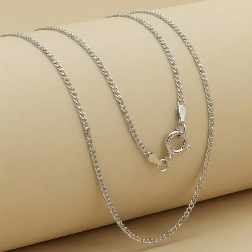 Flachpanzerkette 585/- Gold rhodiniert