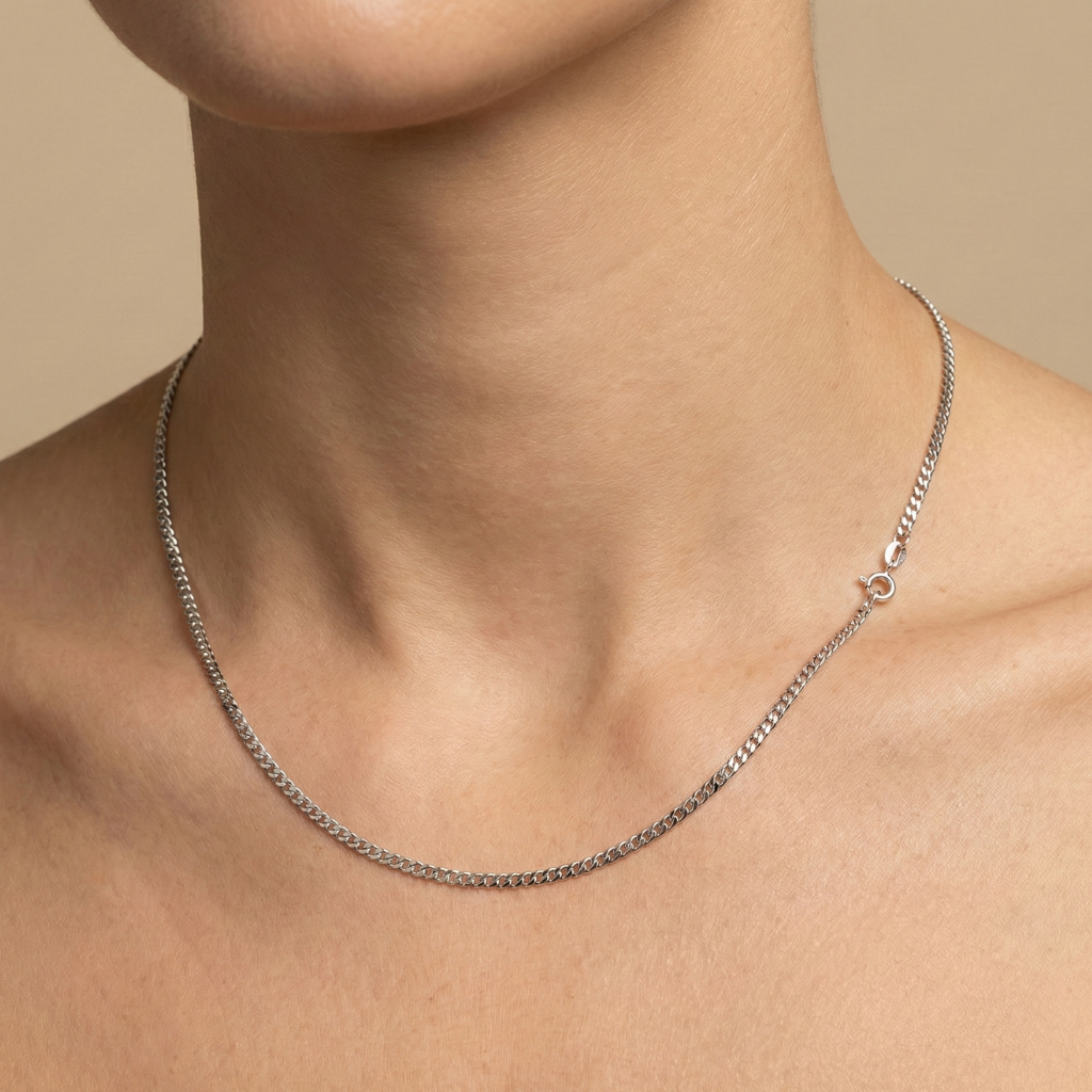 Flachpanzerkette 585/- Gold rhodiniert