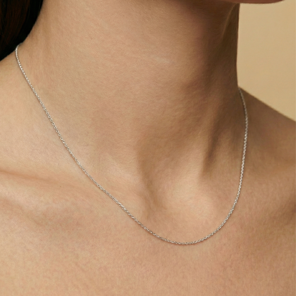 Kette Ankerkette 333/- Gold rhodiniert