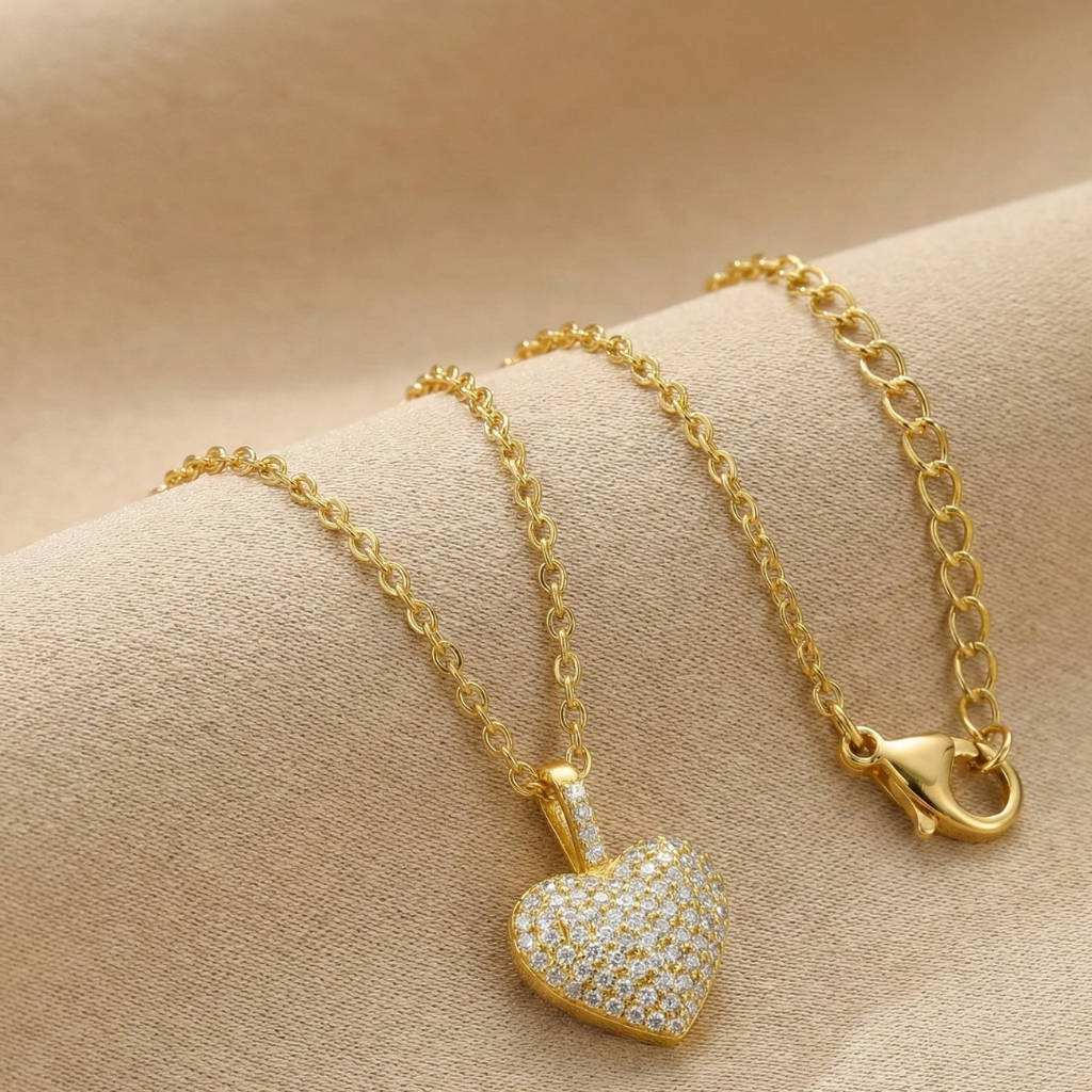 Anhänger mit Ankerkette 925/- Sterling Silber vergoldet Zirkonia