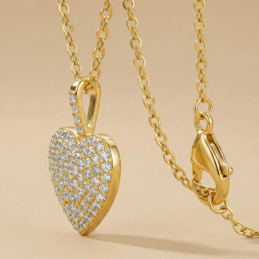 Anhänger mit Ankerkette 925/- Sterling Silber vergoldet Zirkonia