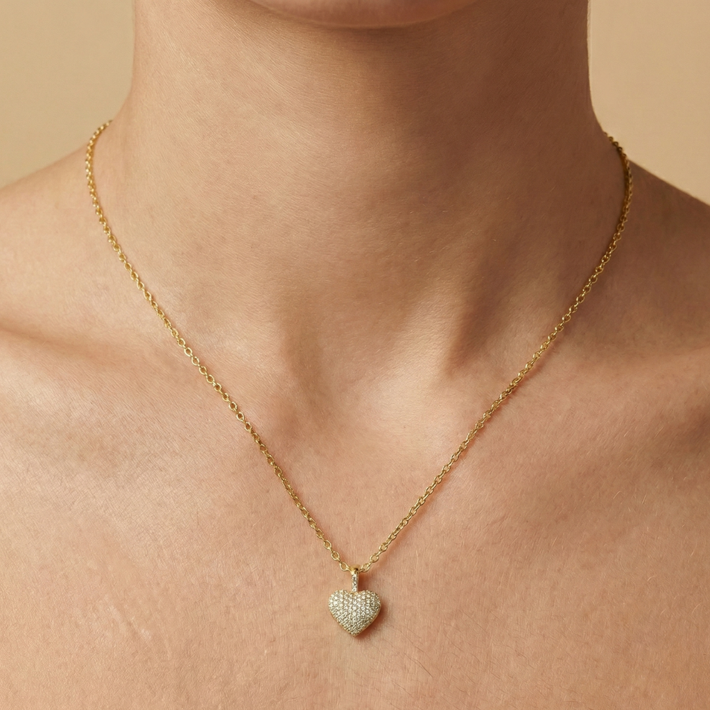 Anhänger mit Ankerkette 925/- Sterling Silber vergoldet Zirkonia