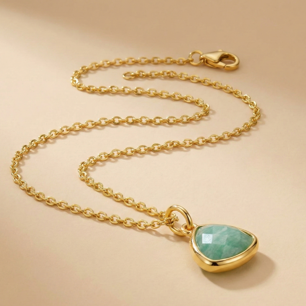 Ankerkette 925/- Sterling Silber vergoldet Amazonit