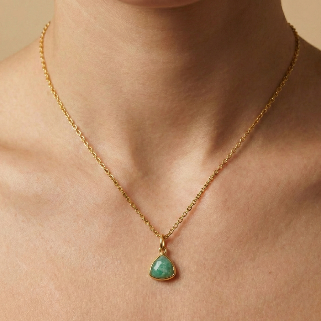 Ankerkette 925/- Sterling Silber vergoldet Amazonit