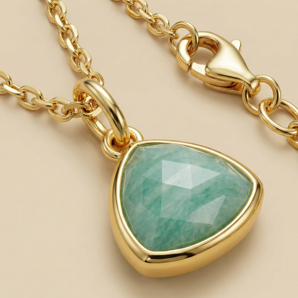 Ankerkette 925/- Sterling Silber vergoldet Amazonit