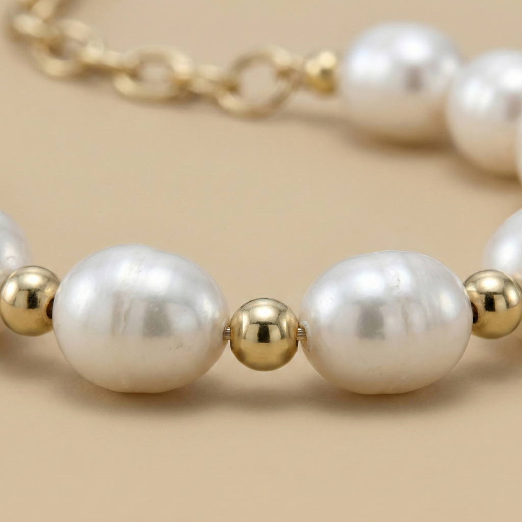 Collier 585/- Gold vergoldet Süßwasserzuchtperle