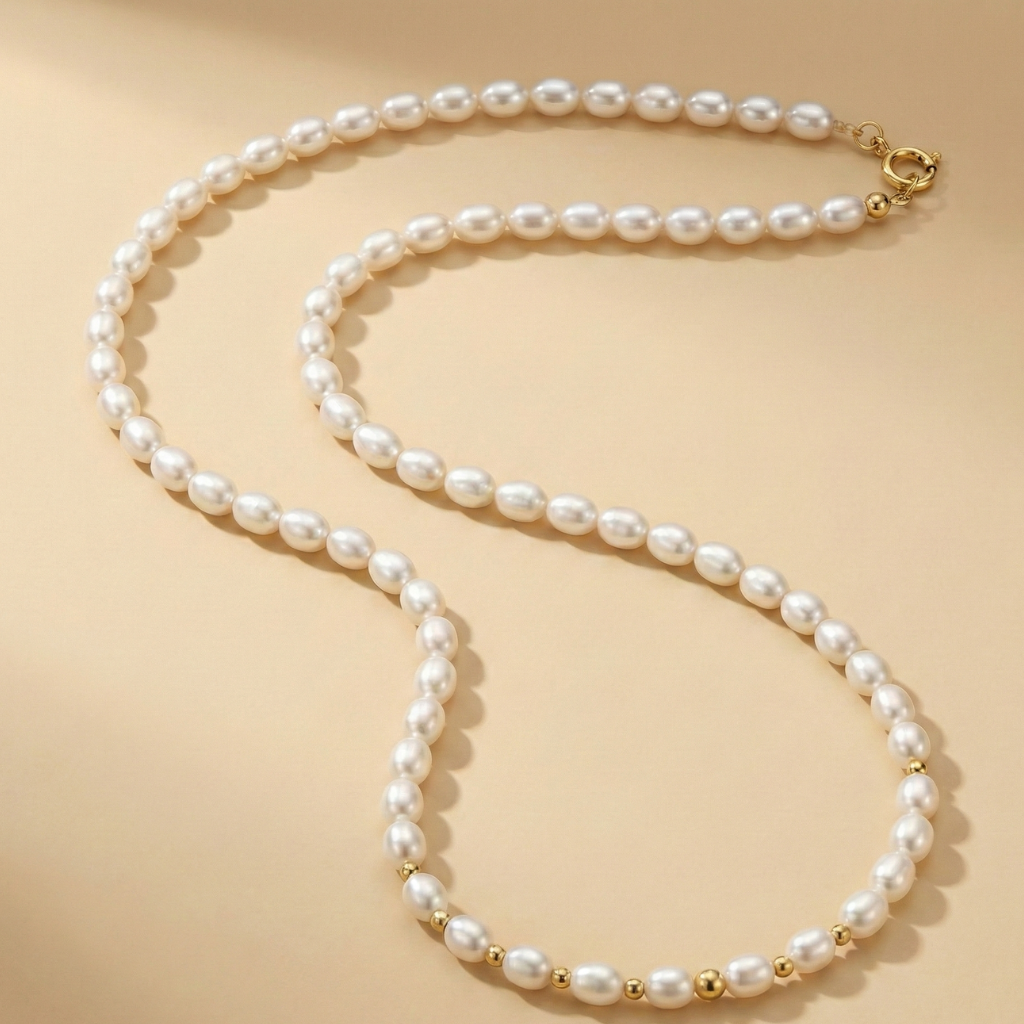 Collier 585/- Gold vergoldet Süßwasserzuchtperle